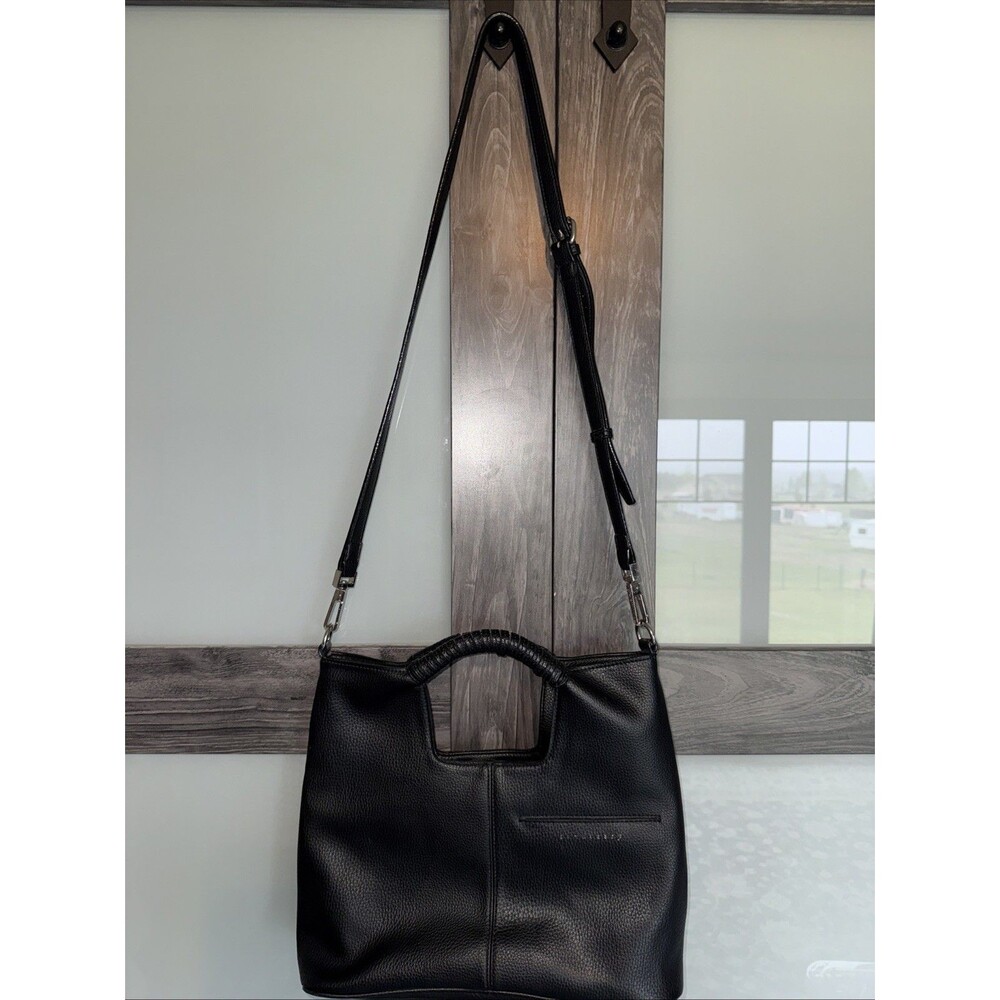 Sanctuary Black Pebbled 100 % Leather Hobo Satchel Purse Shoulder Bag